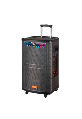 Потужна акустична система з підсвічуванням NDR-515, 8000W, 2*Bluetooth мікрофона, пульт, Радіо, вбудований акум 12В 14А, живлення 220В, Black, Box