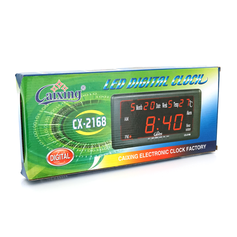 Настінний годинник VST-2168, з календарем та термометром, Red, Box