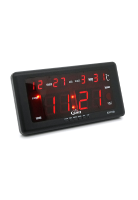 Настінний годинник VST-2168, з календарем та термометром, Red, Box