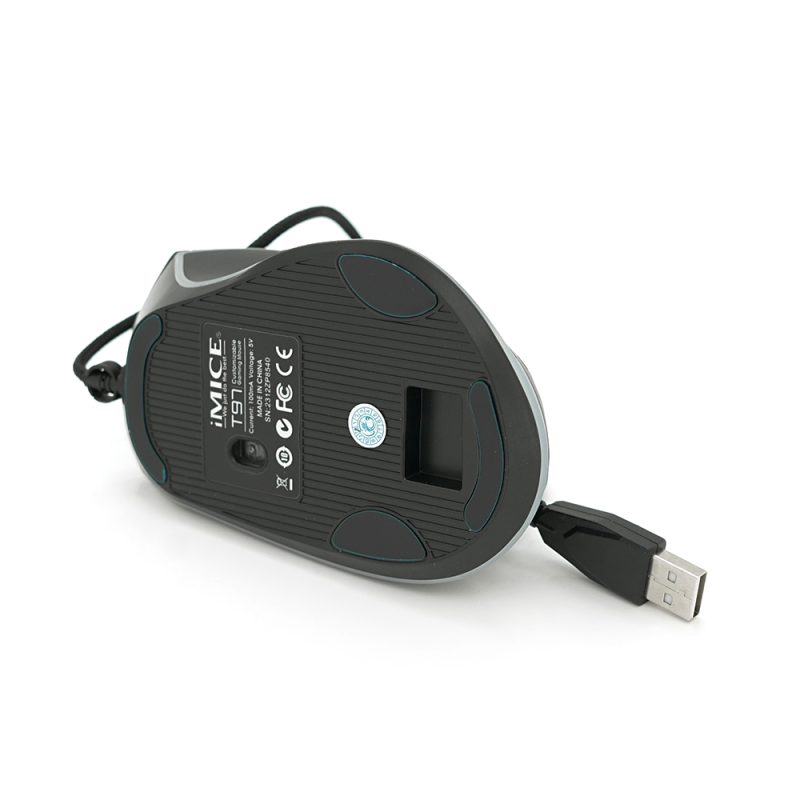 Миша провідна iMICE T97, 7 кнопок, 1000/1600/2400/3200/4800/7200 DPI, Led Lighting, 1,3м, Windows XP/Vista/Win7/8/10 Mac OS X, Black, COLOR BOX, Q40