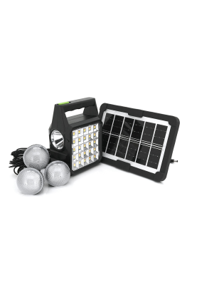 Переносний ліхтар GD-105+ Solar, 1+1 режим, вбудований аккум-Powerbank 10000mAh, 2USB, 3 лампочки 3W, USB вихід, Black, Box