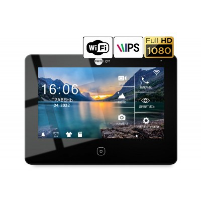 7-дюймовий сенсорний Full HD відеодомофон з WiFi\LAN і пам'яттю NeoLight ALPHA HD WF black