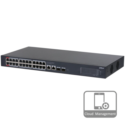 24-портовий гігабітний керований PoE комутатор DH-CS4228-24GT-240 з 24 портами POE 1000Мбіт + 2/UP-Link 1000Мбіт + 2/SFP 1000Мбіт, 440x220x44 мм