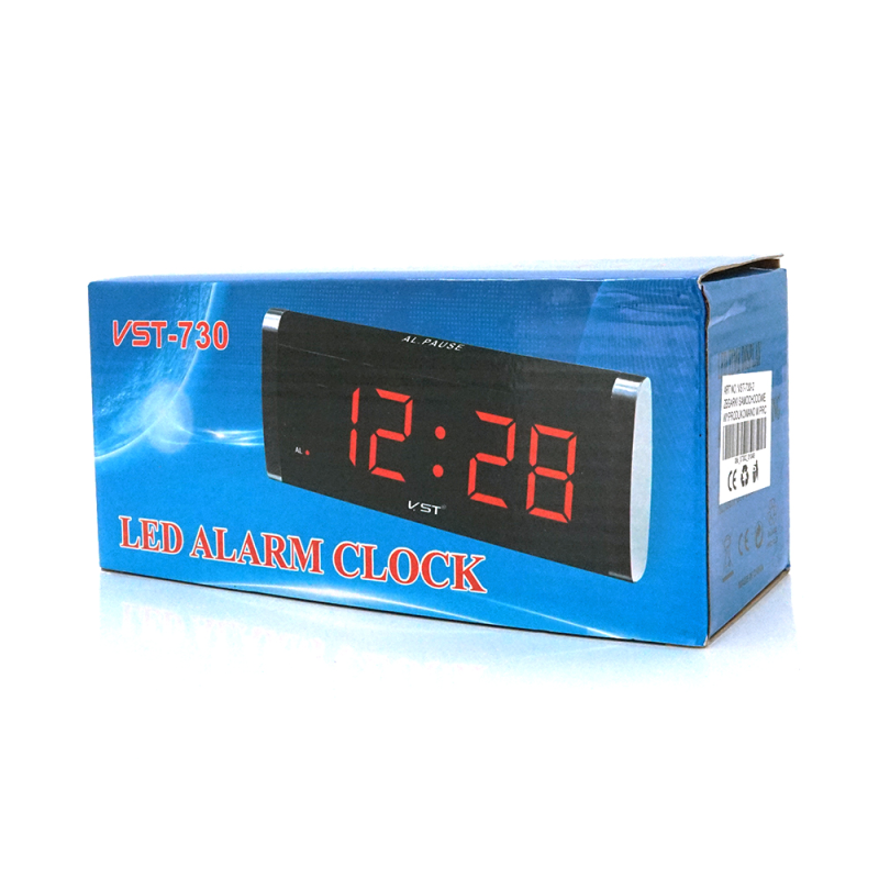 Електронний годинник VST-730, будильник, живлення від кабелю 220V, Light Green Light