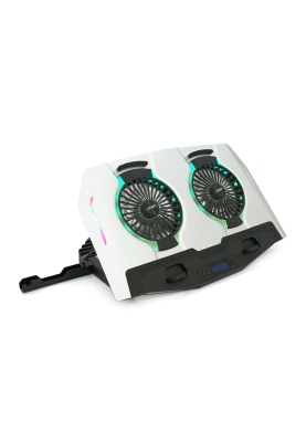 Підставка для ноутбука IceCoorel N9, 10-18", 2*125mm 1400±10% RPM, корпус пластик+алюміній, 2xUSB 2.0 + LCD display, 461x298x52mm, Silver, Box, Q8