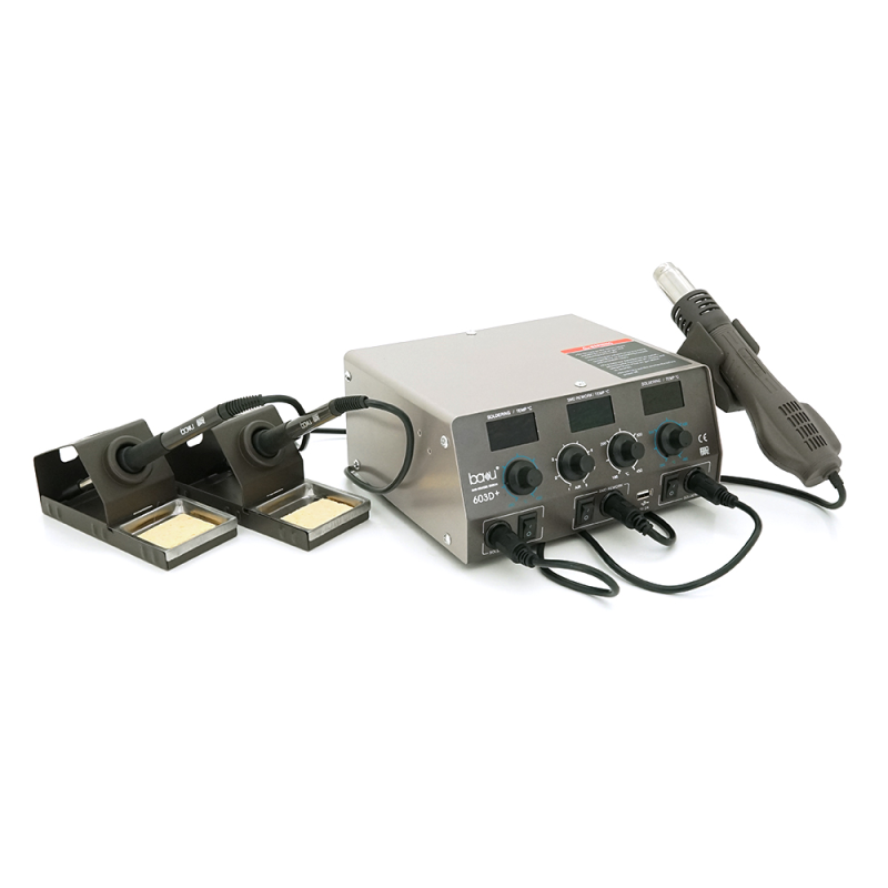 Паяльна станція BAKKU BA-603D+ цифрова індикація, фен, два паяльники (370*280*160) 4.35 кг