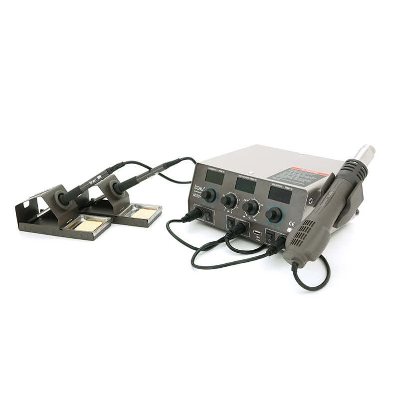 Паяльна станція BAKKU BA-603D+ цифрова індикація, фен, два паяльники (370*280*160) 4.35 кг
