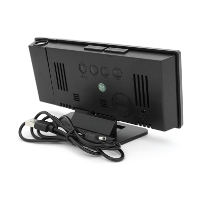 Електронний годинник VST-896 Дзеркальний дисплей, з датчиком температури та вологості, будильник, живлення від кабелю USB, Green