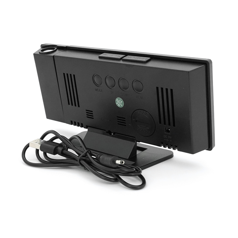 Електронний годинник VST-896 Дзеркальний дисплей, з датчиком температури та вологості, будильник, живлення від кабелю USB, Green