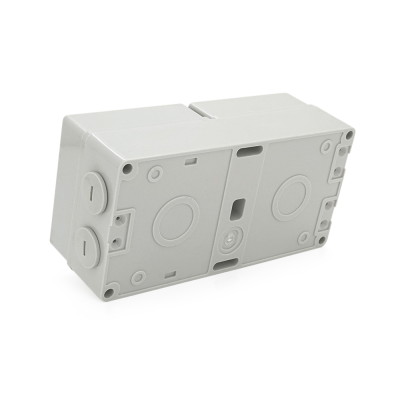 Вимикач + розетка зовнішнього монтажу, двосторонній висновок, IP65, AC: 250V, 16A, Grey