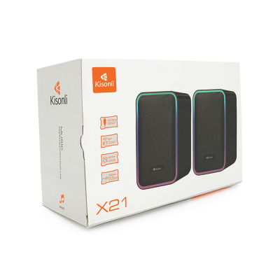 Колонки Kisonli X21B, 2x10W, USB/RGB light/BT, DC: 5V/1-2A, Black, BOX, Q15 Колонки Kisonli X21B, 2x10W, USB/RGB light/BT, DC: 5V/1-2A, Black, BOX, Q15