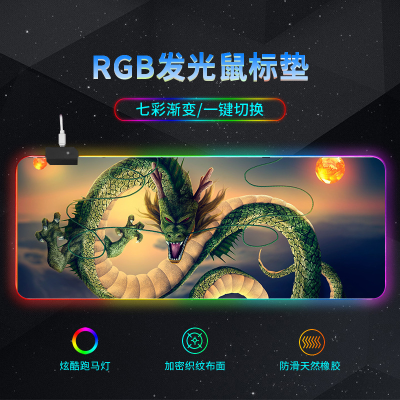 Килимок 300*800 для миші "Dragon" тканинний з боковою прошивкою, товщина 3 мм, RGB підсвічування, живлення USB 1,8 м, Color Box