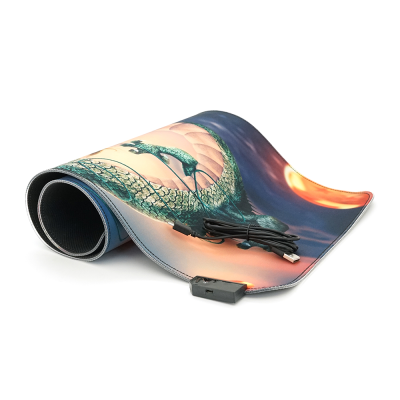 Килимок 300*800 для миші "Dragon" тканинний з боковою прошивкою, товщина 3 мм, RGB підсвічування, живлення USB 1,8 м, Color Box