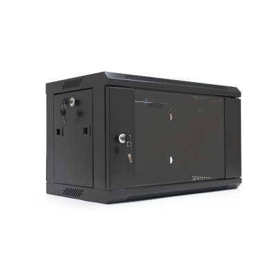 Шафа Merlion 6U, 600*350*367 (Ш*Г*В) мм загартоване скло, чорна, сталь 1,2мм, із замком (у розібраному вигляді!!!), Black