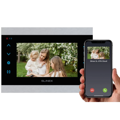 Wi-Fi відеодомофон Slinex SL-07N Cloud (silver/black), AHD, 7” сенсорний IPS екран, переадресація на тел Smart Call, 230×165×22 мм
