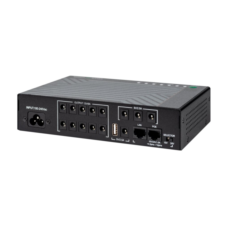 ДБЖ UPS-18W DC1018P для роутерів/комутаторів/PON/POE-430, 5//9/12V, 1A, 12000MAh(4*3000MAh), Black, BOX