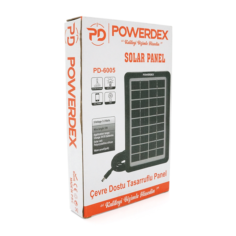 Сонячна панель 3.5W. Напруга 9В. Струм 0.37А. Роз'єм DC 5.5×2.5 мм.