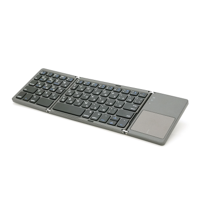 Клавіатура бездротова B033, розкладна, 64 клавіші, Touchpad, (Eng/Pyc), 2.4G, Gray, 300x98mm, Box