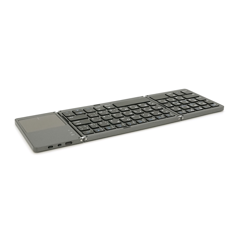 Клавіатура бездротова B033, розкладна, 64 клавіші, Touchpad, (Eng/Pyc), 2.4G, Gray, 300x98mm, Box