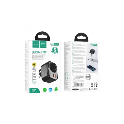 Мережевий фільтр HOCO NS3 на 1 розетку + 2 USB + USB-C, 20W, 220В, Black Мережевий фільтр HOCO NS3 на 1 розетку + 2 USB + USB-C, 20W, 220В, Black