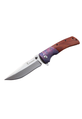 Ніж складний Browning-DA142, ручка сталь + дерево з малюнком, довжина 228 мм, 247 гр, Box