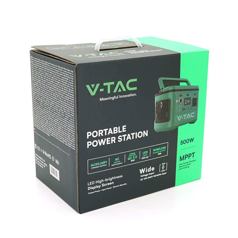 Портативне джерело живлення V-TAC VT-606, 500W, ( 26.2Ah /21.6V 568Wh)(275x170x200) 5.4kg