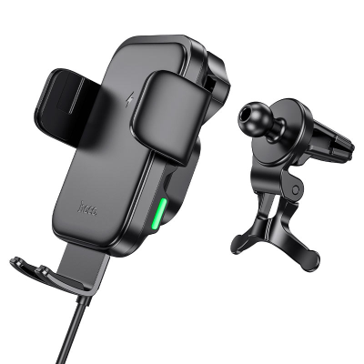 Автоутримувач HOCO HW10+ Wireless Charging 15W, кріплення на решітку, затискач 50-90мм, Black, Box Автоутримувач HOCO HW10+ Wireless Charging 15W, кріплення на решітку, затискач 50-90мм, Black, Box