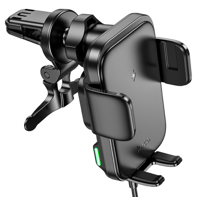 Автоутримувач HOCO HW10+ Wireless Charging 15W, кріплення на решітку, затискач 50-90мм, Black, Box Автоутримувач HOCO HW10+ Wireless Charging 15W, кріплення на решітку, затискач 50-90мм, Black, Box