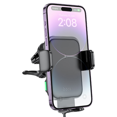 Автоутримувач HOCO HW10+ Wireless Charging 15W, кріплення на решітку, затискач 50-90мм, Black, Box Автоутримувач HOCO HW10+ Wireless Charging 15W, кріплення на решітку, затискач 50-90мм, Black, Box