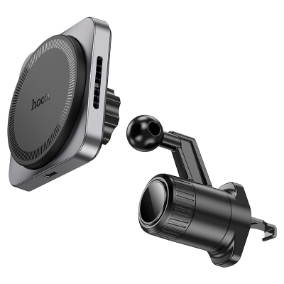 Автотримач HOCO HW15+ Wireless Charging 15W, кріплення на решітку, магніт, Black, Box