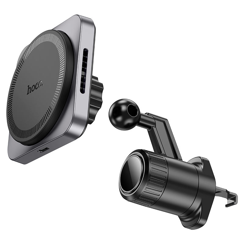 Автотримач HOCO HW15+ Wireless Charging 15W, кріплення на решітку, магніт, Black, Box