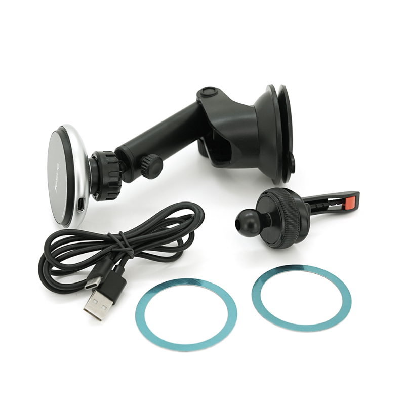 Автотримач Yesido C132+ Wireless Charging 15W, кріплення на торпеду, магніт, Black, Box