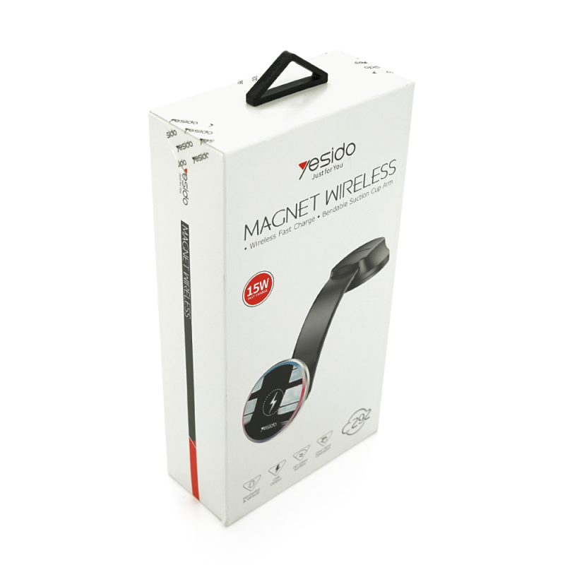 Автотримач Yesido C292+ Wireless Charging 15W, кріплення на торпеду, магніт, Black, Box