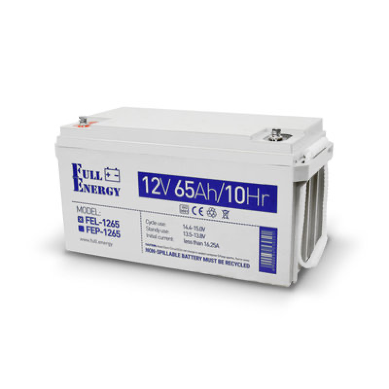 Акумулятор гелевий Full Energy FEL-1265, 12В 65Ач, 350x180x167 мм, вага 20 кг
