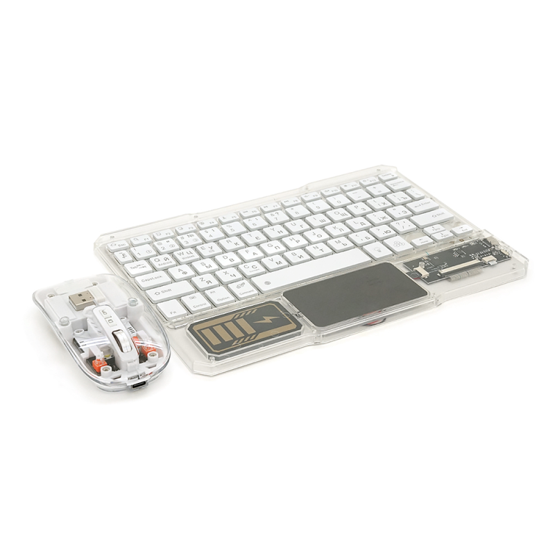 Бездротовий комплект YT-KB333 (KB+Mouse), (Eng / Pyc), 2.4G, 78 клавіш, White/Transparent, Box