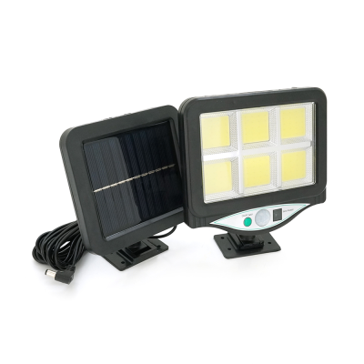 Вуличний ліхтар BK-128-6 з сонячною панеллю+пульт, вбудований акум, кріплення на стіну, 4COB, Black