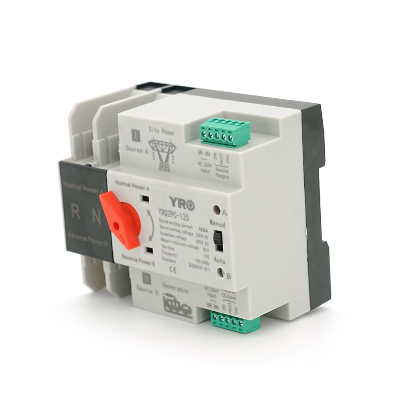 Автомат введення резерву (АВР) двополюсний YRQ2PC-125, 220V/125A на DIN-рейку для генераторів