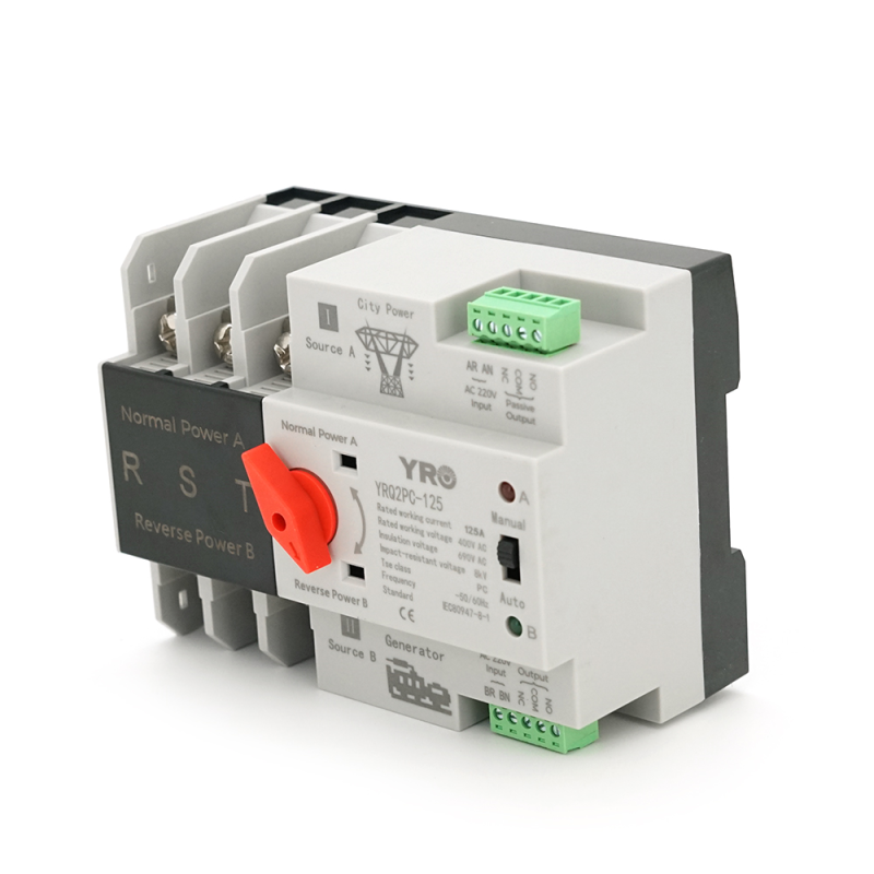 Автомат введення резерву (АВР) триполюсний YRQ2PC-125, 400V/125A на DIN-рейку для генераторів