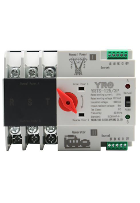 Автомат введення резерву (АВР) триполюсний YRQ2PC-125, 400V/125A на DIN-рейку для генераторів