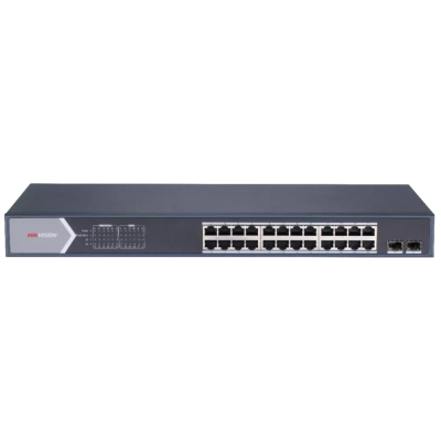 24 портовий гігабітний POE комутатор Hikvision DS-3E1526P-SI, 24x RJ45 POE(1000M) та 2xSFP (1000M), 320 x 90 x 530 мм