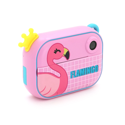 Дитячий фотоапарат YT008 з функцією миттєвого друку, підтримка microSD card, Рожевий Фламінго, Box