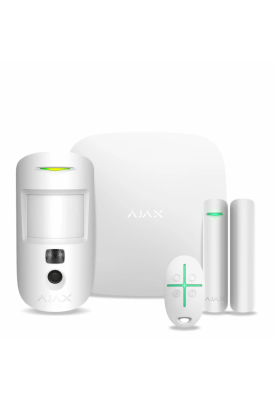 Комплект бездротової сигналізації Ajax StarterKit Cam (HDR) white (Hub 2/MotionCam(HDR)/DoorProtect/SpaceControl)