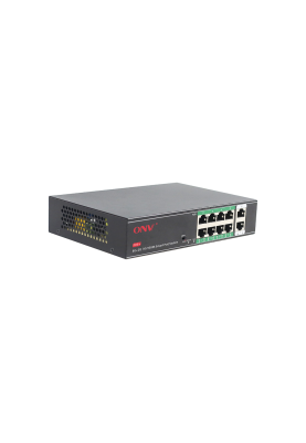 8ми портовий PoE комутатор з автоперезапуском ONV-H1108PSD, 8хРоЕ 100 Мбіт + 2хUplink 100 Мбіт до 250м, IEEE802.3af/at, загальна потужність120 Вт