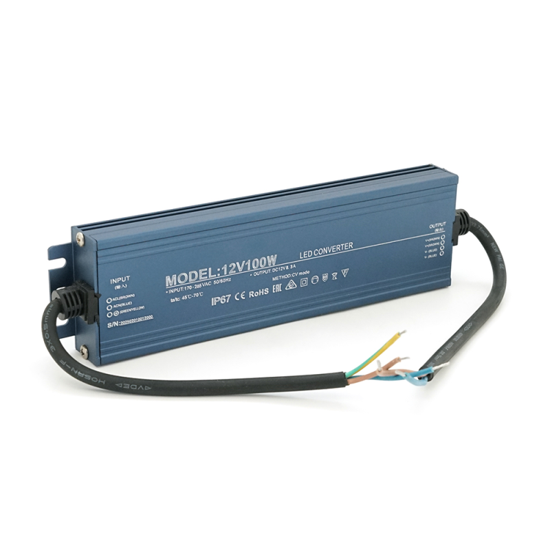 Імпульсний блок живлення герметичний (Led Converter) 12V 100W, IP67, 200х21х54 мм, Box