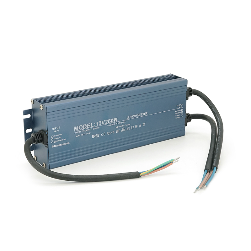 Імпульсний блок живлення герметичний (Led Converter) 12V 250W, IP67, 215х35х73 мм, Box