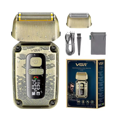 Електробритва VGR V-337, шейвер, подвійне лезо, 2 насадки, триммер, LED display, Box