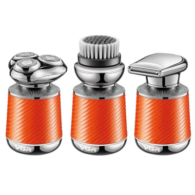 Електробритва VGR V-391 ORANGE, 3 насадки, IPX7, LED display, Box