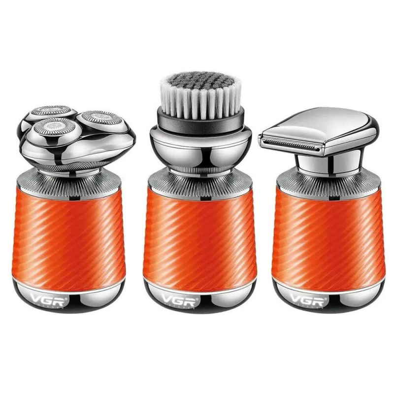 Електробритва VGR V-391 ORANGE, 3 насадки, IPX7, LED display, Box