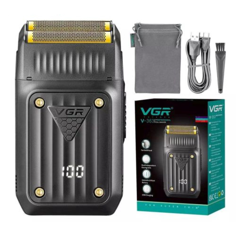 Електробритва VGR V-363 шейвер, подвійне лезо, LED display, Box