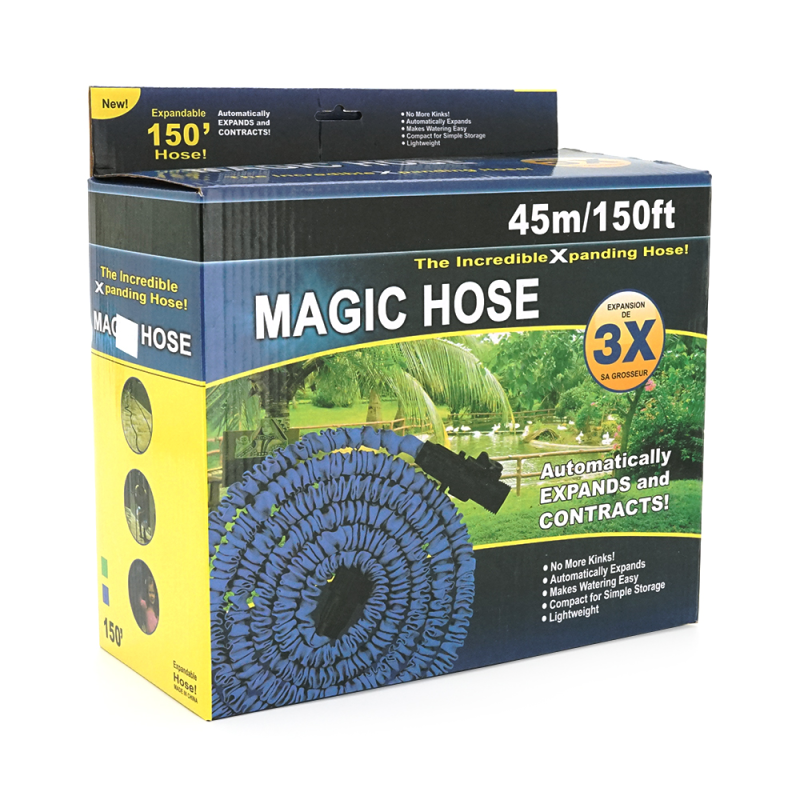 Шланг Садовий KY-450B, 15-45м/150ft, + розпилювач, насадка на кран, Blue, Box